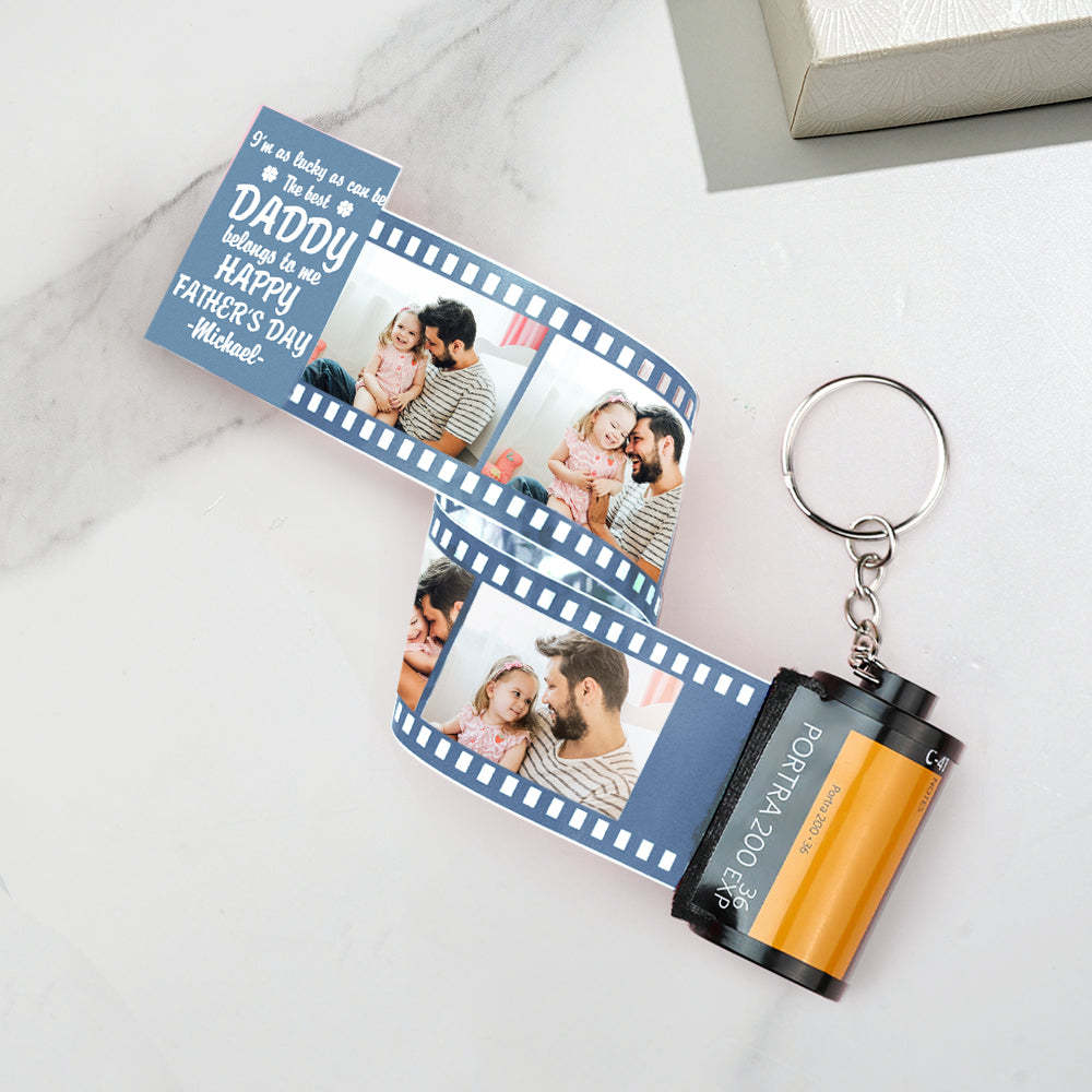 Personalized Photo Camera Keychain Thoughtful Film Roll Keychain Gift For Dad - MyCameraRollKeychain