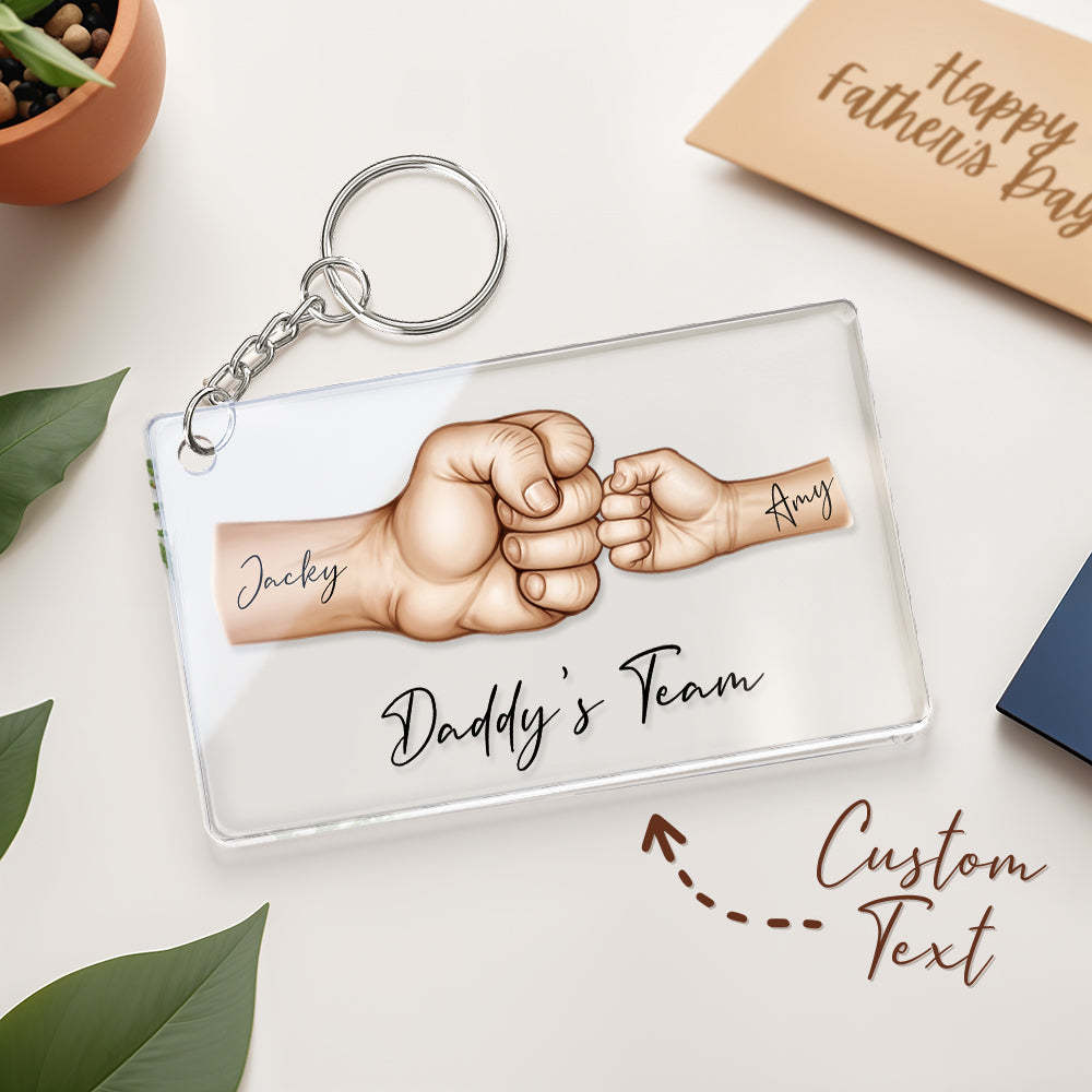 Personalized Daddy's Team Fist Bump Keychain, Custom Dad Acrylic Keychain, Father's Day Gift from Kids, Father's Day Gift for Daddy Grandpa
