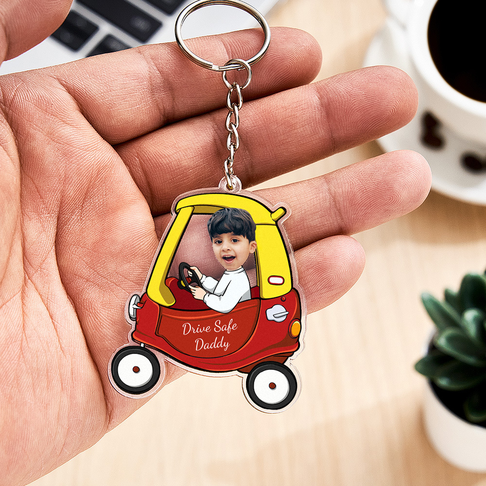 Personalized Drive Safe Keychain Custom Car Style Keychain Gift for Father - MyCameraRollKeychain