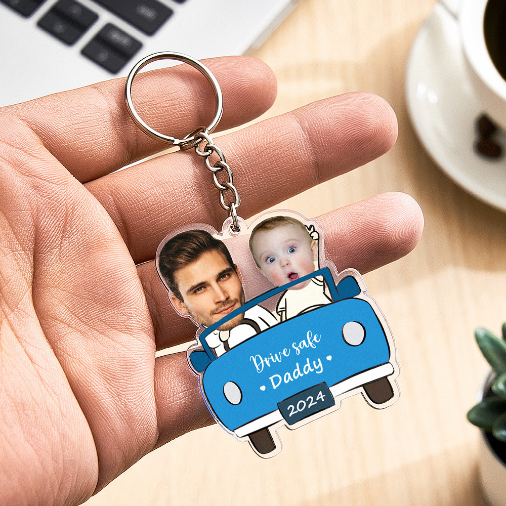 Personalized Drive Safe Keychain Custom Car Style Keychain Gift for Father - MyCameraRollKeychain
