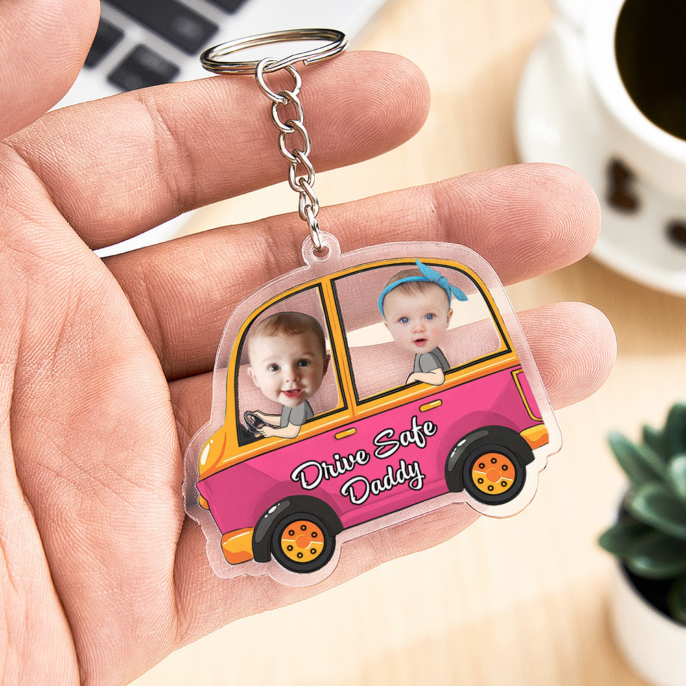 Personalized Drive Safe Keychain Custom Car Style Keychain Gift for Father - MyCameraRollKeychain