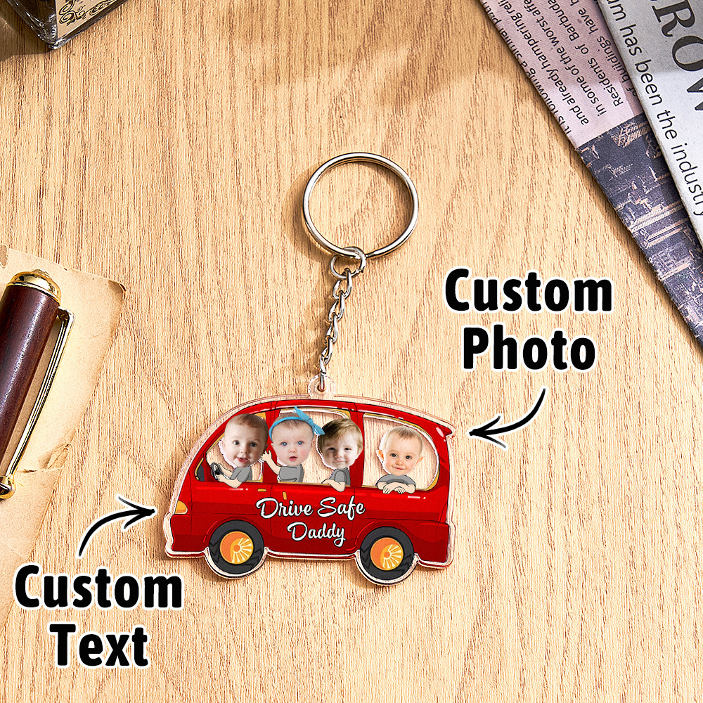 Personalized Drive Safe Keychain Custom Car Style Keychain Gift for Father - MyCameraRollKeychain
