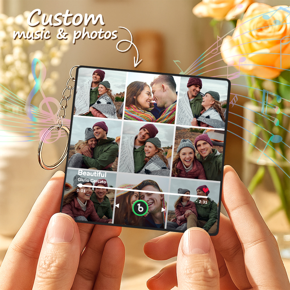 Personalized Photo Music Key Chain Album Box That Plays Music Without Cell Phone Anniversary Gifts