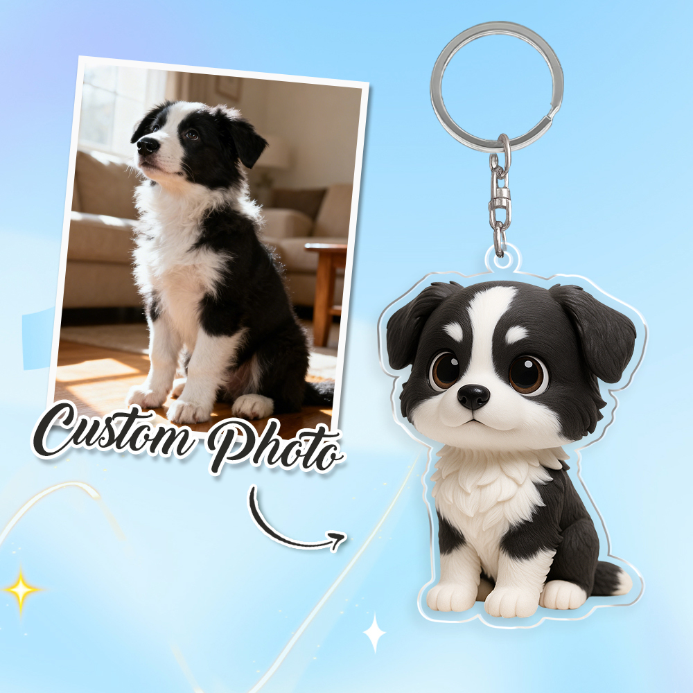 Custom Cartoon Cat Keychain Personalized Acrylic Cartoon Keychain Photo Bag Charm Unique Keepsake Gift For Pet Owner - MyCameraRollKeychain