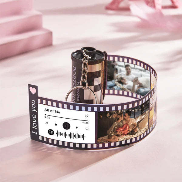 Custom Text For The Film Roll Keychain Personalized Spotify Camera Roll Keychain with Reel Album