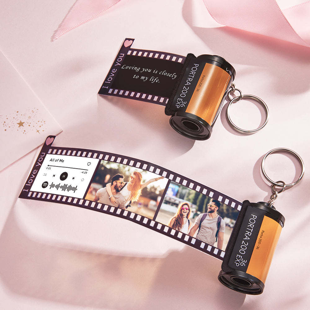 Custom Text For The Film Roll Keychain Personalized Spotify Camera Roll Keychain with Reel Album