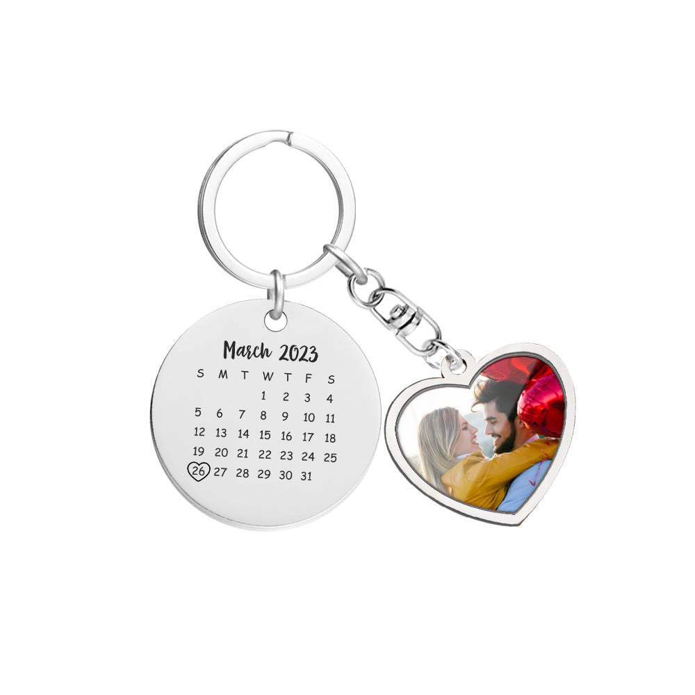 Custom Photo Calendar Keychain Personalized Save The Date Keychain Gift - MyCameraRollKeychain