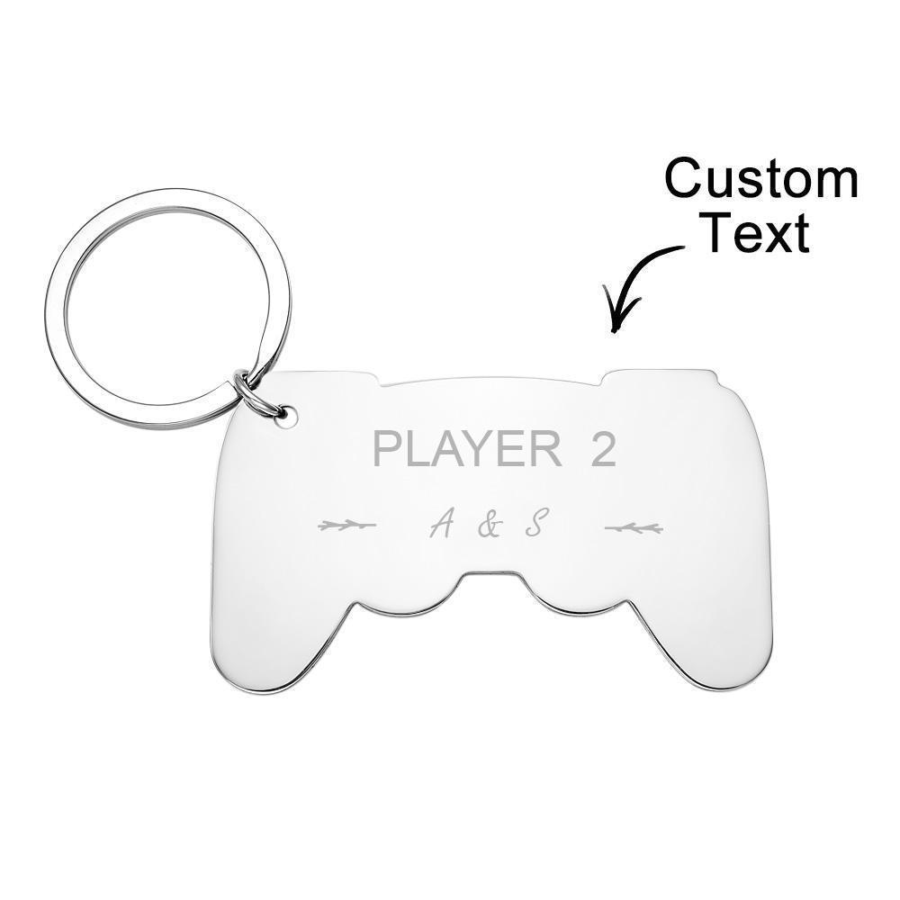 Personalized Gamepad Keychain Funny Engraved Player Keychain For Couples - MyCameraRollKeychain