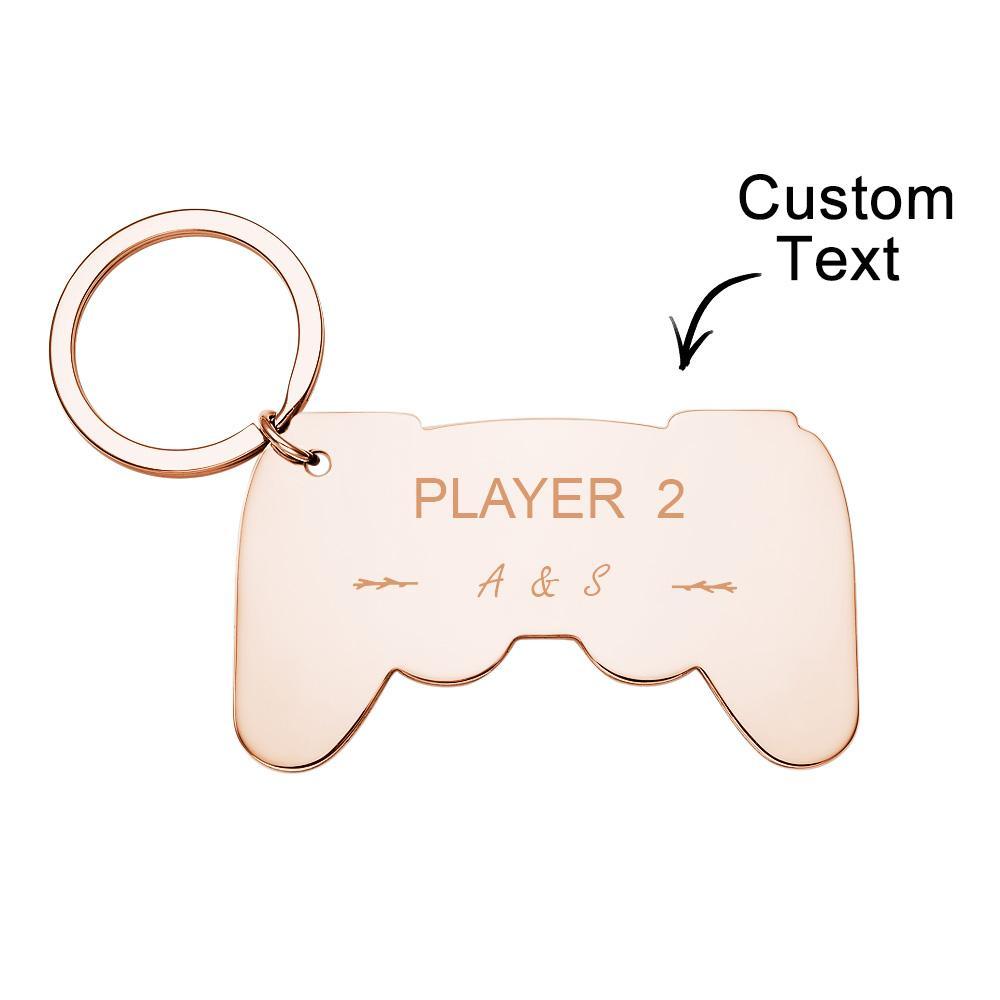 Personalized Gamepad Keychain Funny Engraved Player Keychain For Couples - MyCameraRollKeychain