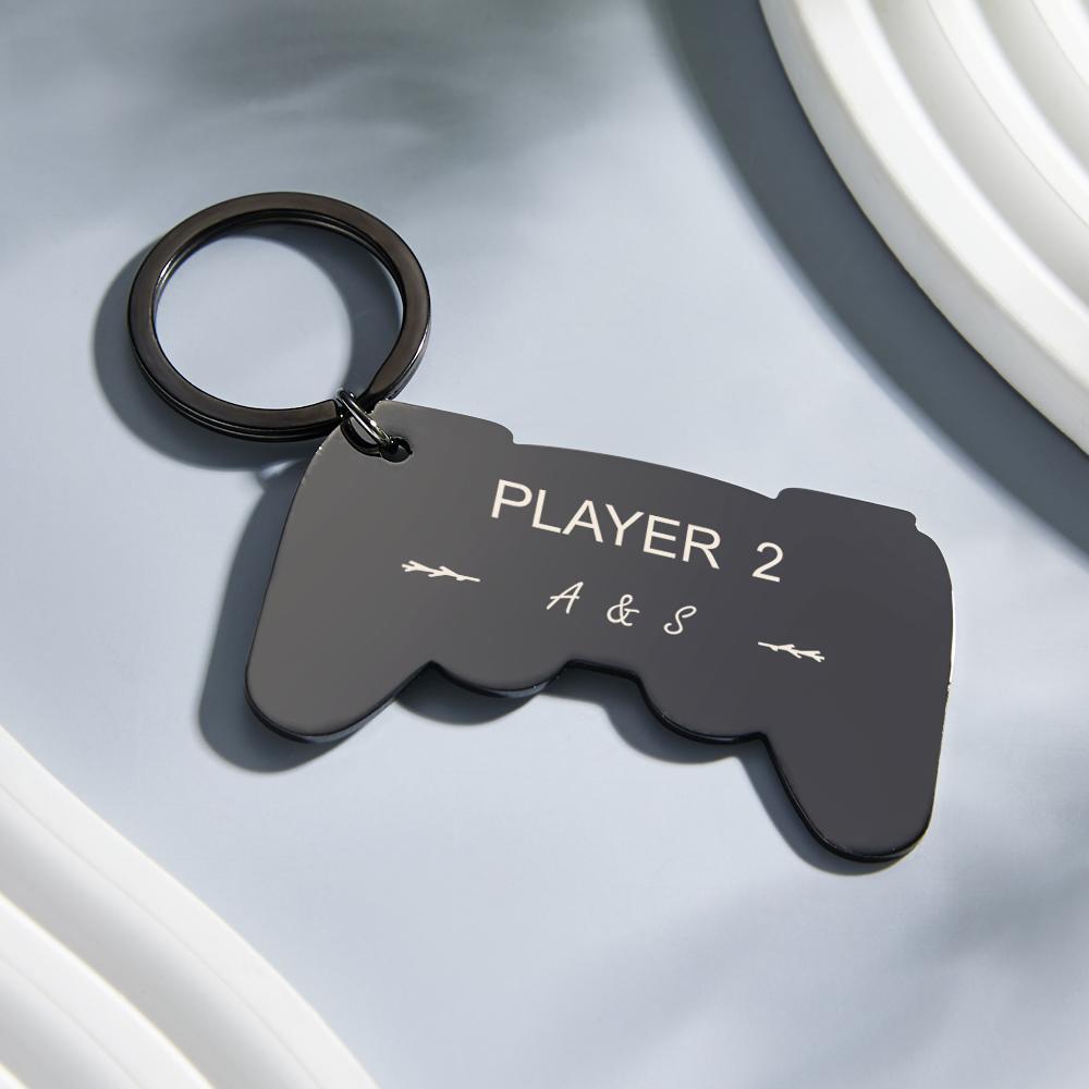 Personalized Gamepad Keychain Funny Engraved Player Keychain For Couples - MyCameraRollKeychain