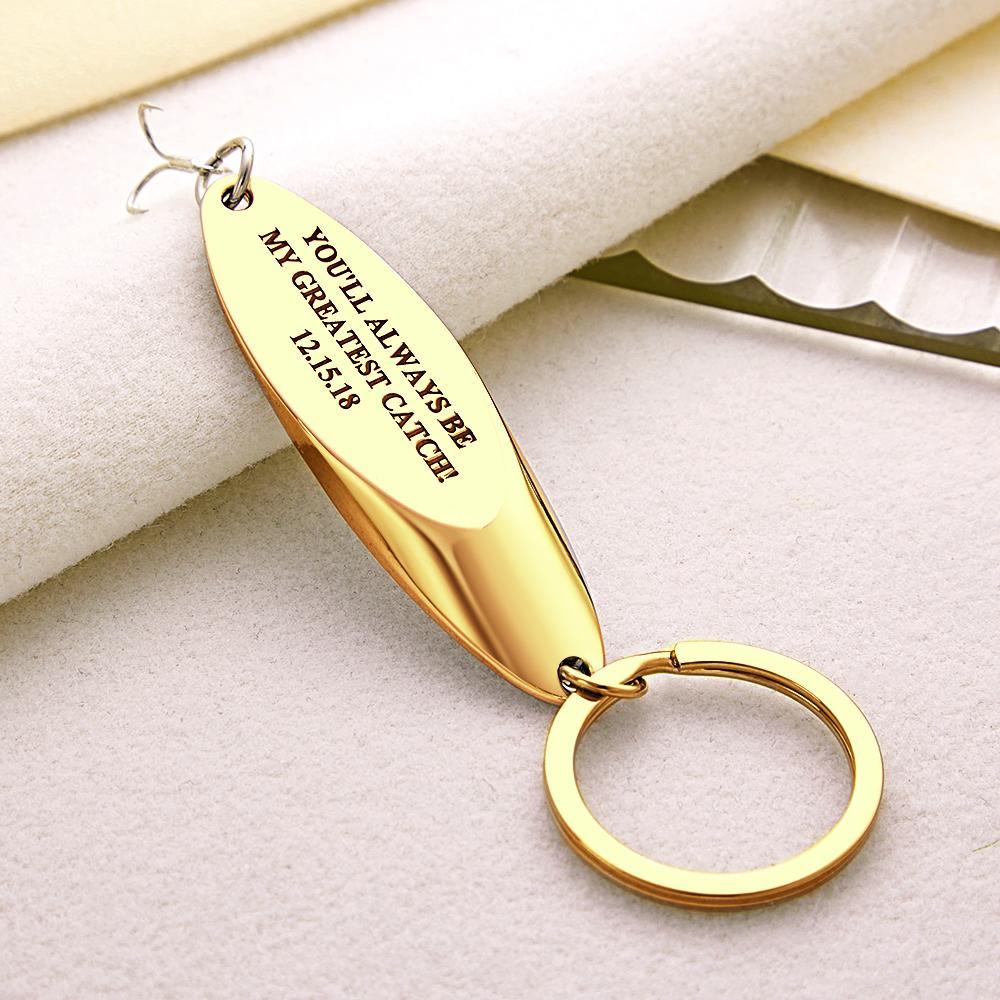 Custom Engraved Keychain Fish Hook Gifts for Him - MyCameraRollKeychain