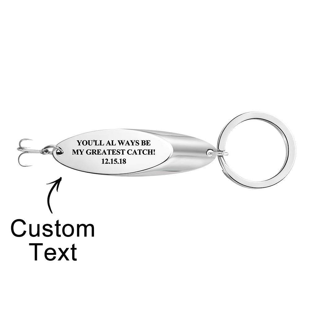 Custom Engraved Keychain Fish Hook Gifts for Him - MyCameraRollKeychain