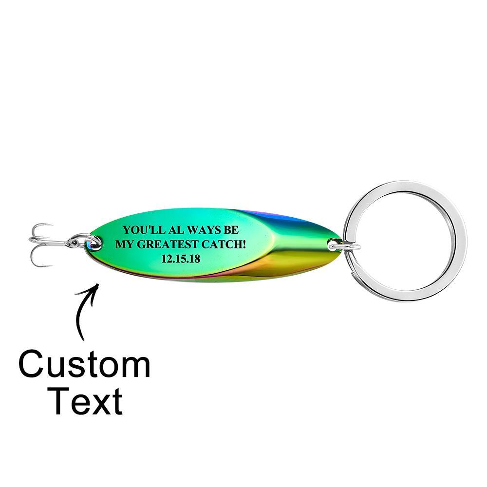 Custom Engraved Keychain Fish Hook Gifts for Him - MyCameraRollKeychain