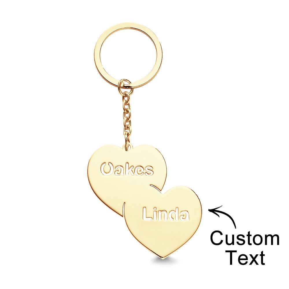 Personalized Name Double Hearts Keychain Creative Love Keychain For Couples - MyCameraRollKeychain