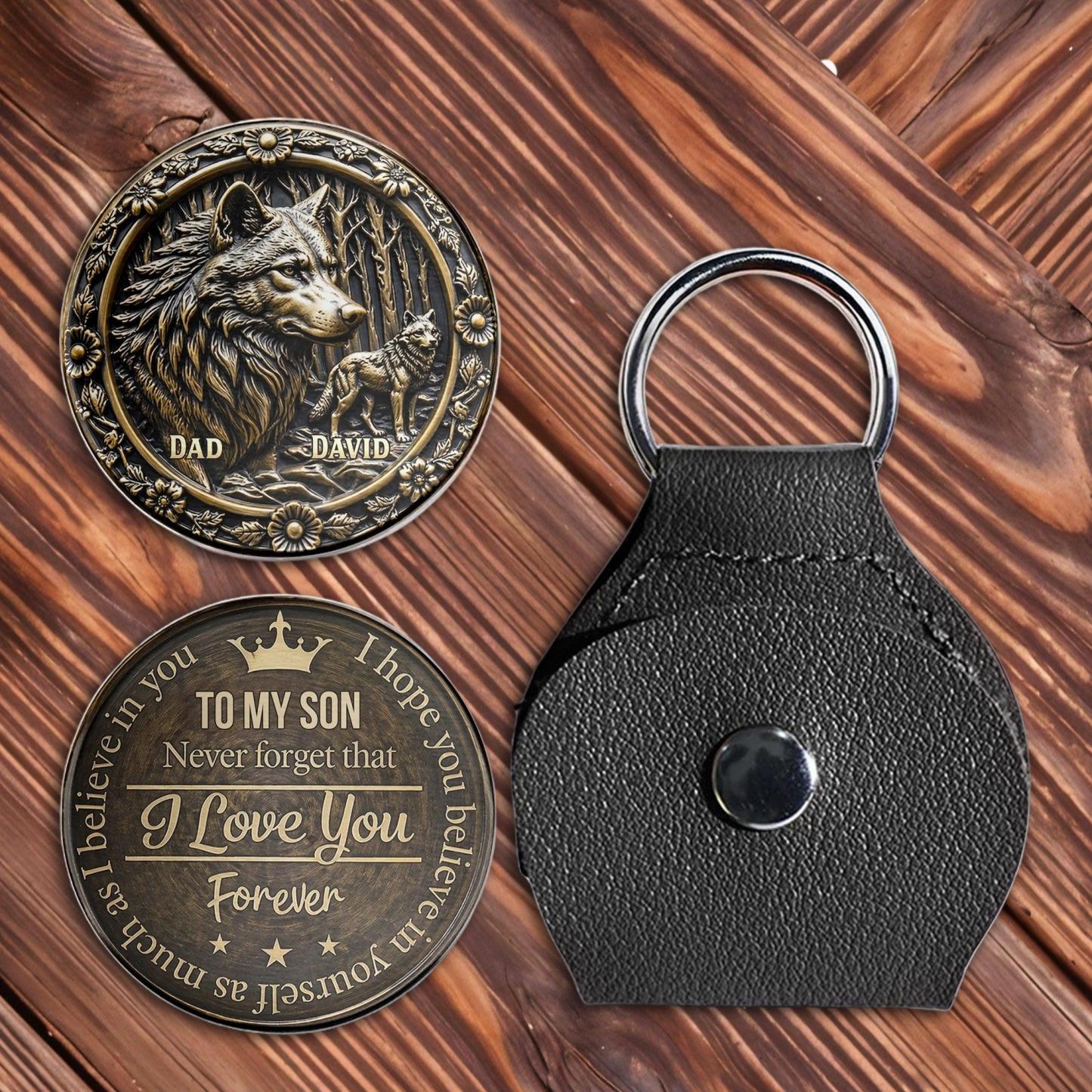 To My Son Never Forget That I Love You Forever Wolf Pocket Hug - Personalized Custom Pocket Hug