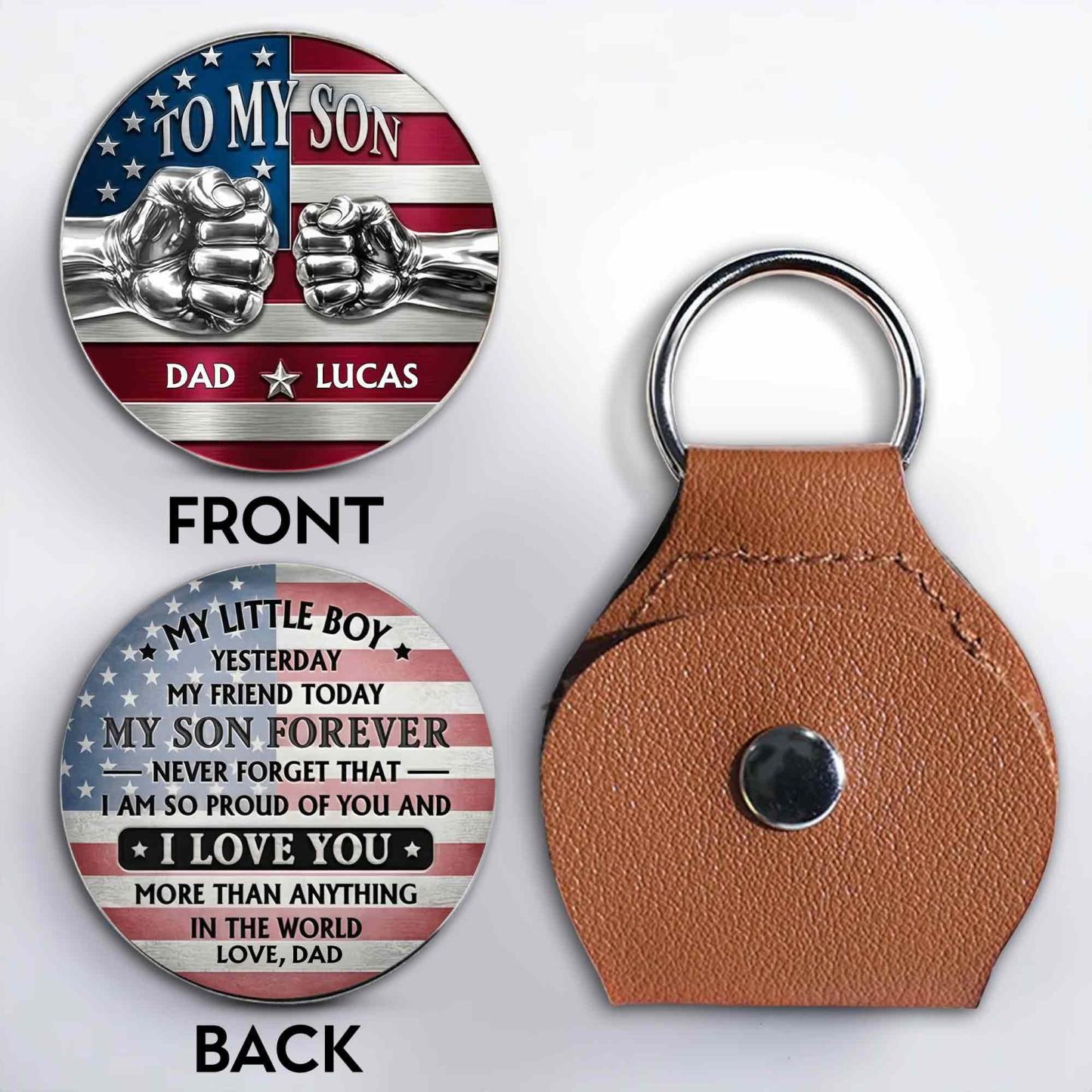 Personalized To My Son Pocket Hug Gift - Custom Fist Bump Token for Father's day