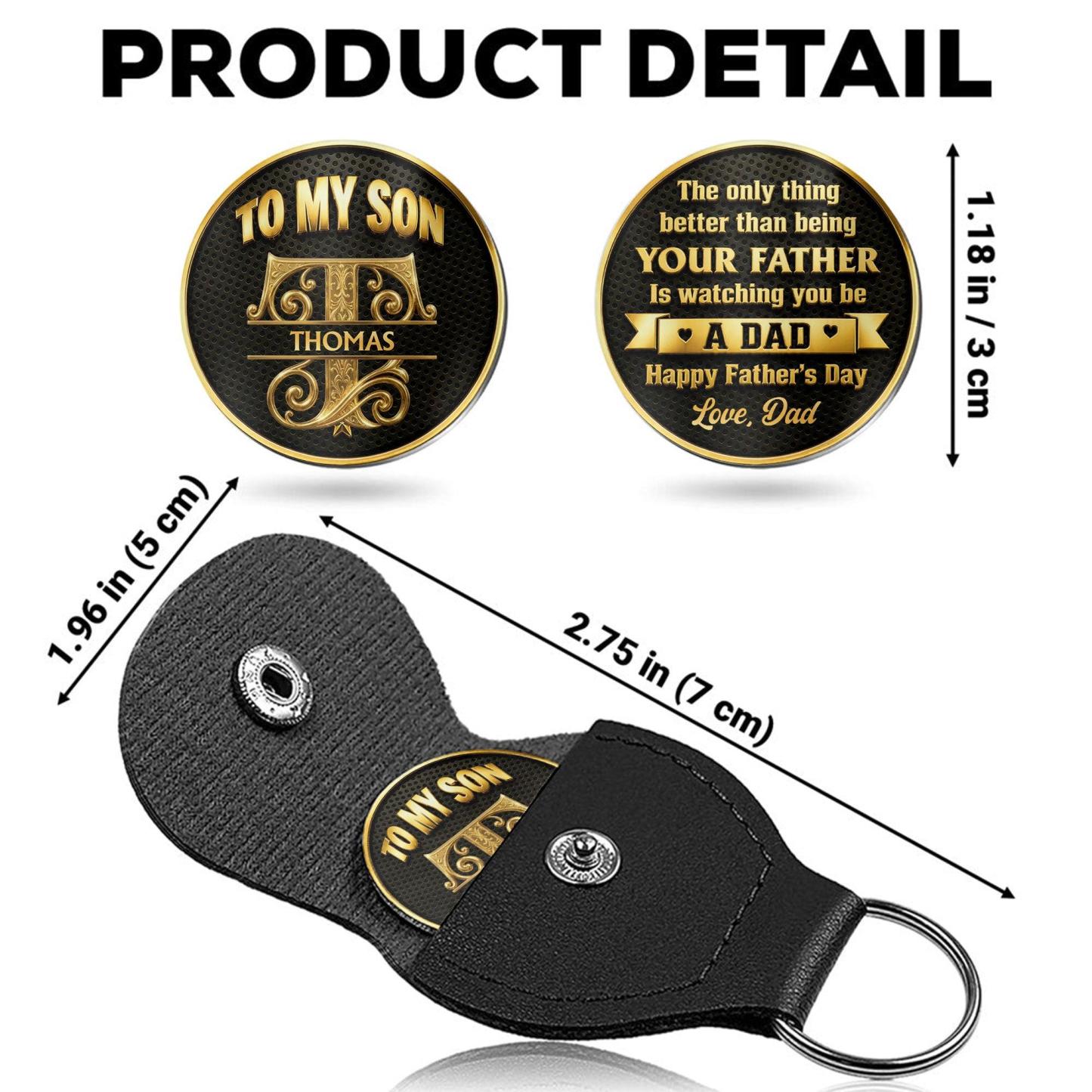 To My Son Watching You Be A Dad Monogram Initial - Personalized Custom Pocket Hug - SON136_HTOK