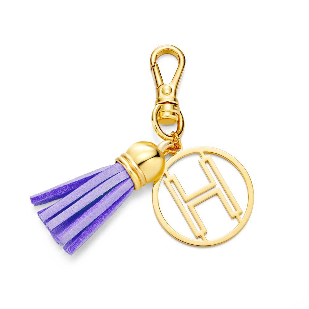 Initial Letter Tassel Keychain Personalized Monogram Keychain Gifts for Her - MyCameraRollKeychain