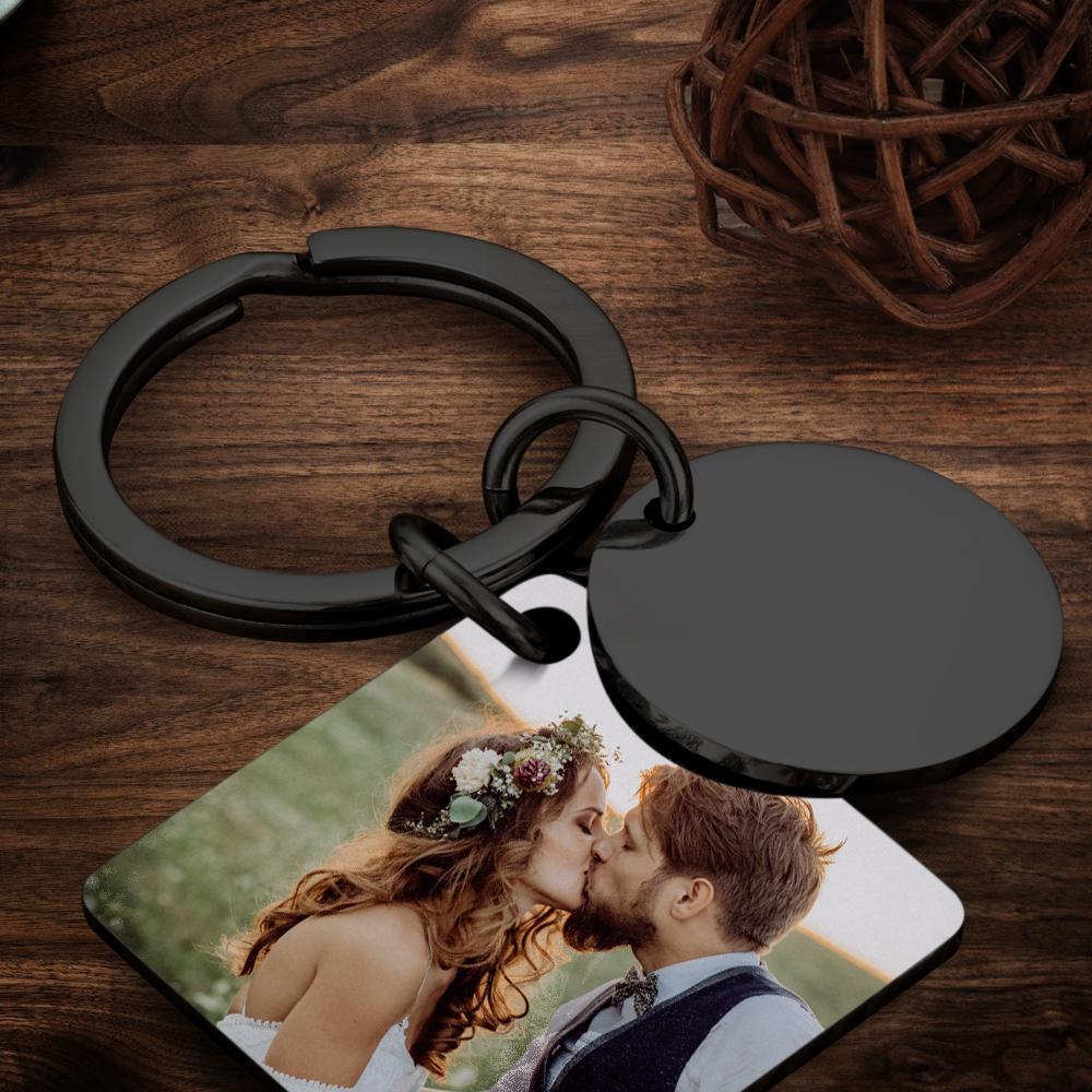 Custom Photo Keychain Engraved Calendar Keychain Gifts - Silver