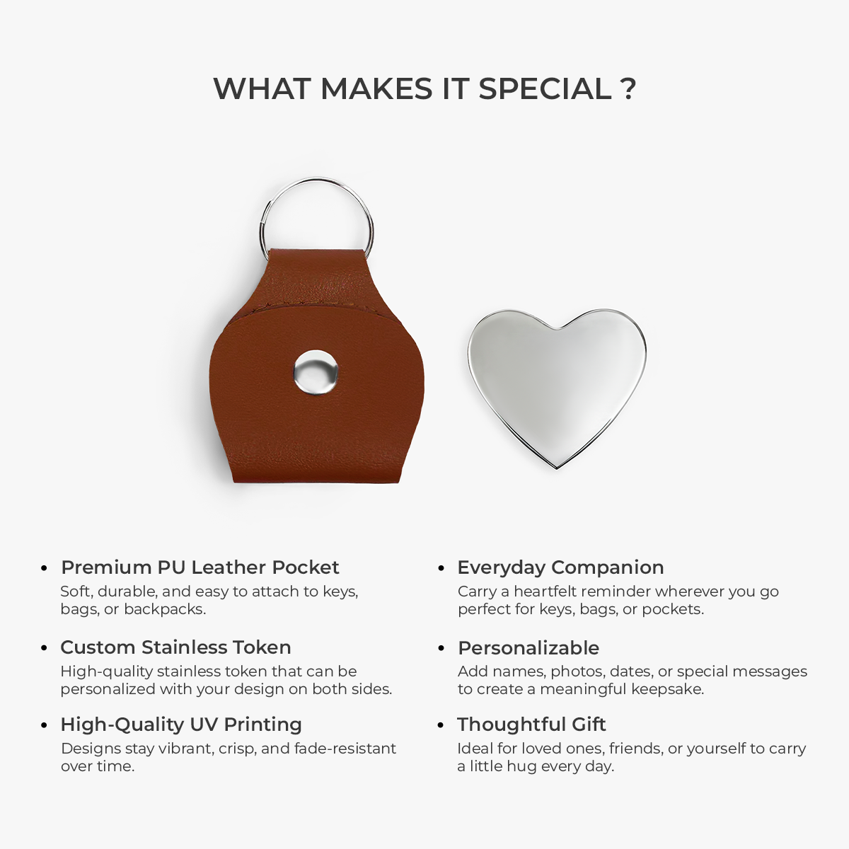Custom Photo Heart Pocket Hug Token Gift for Lover Personalized 2D Look 3D Pop Keychain