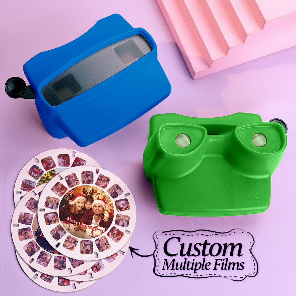 Custom Black 3D Viewfinder and Reel – Personalized Christmas Gift with your own photos Text and Photo Viewer Multiple Films Available Gifts Idea - MyCameraRollKeychain