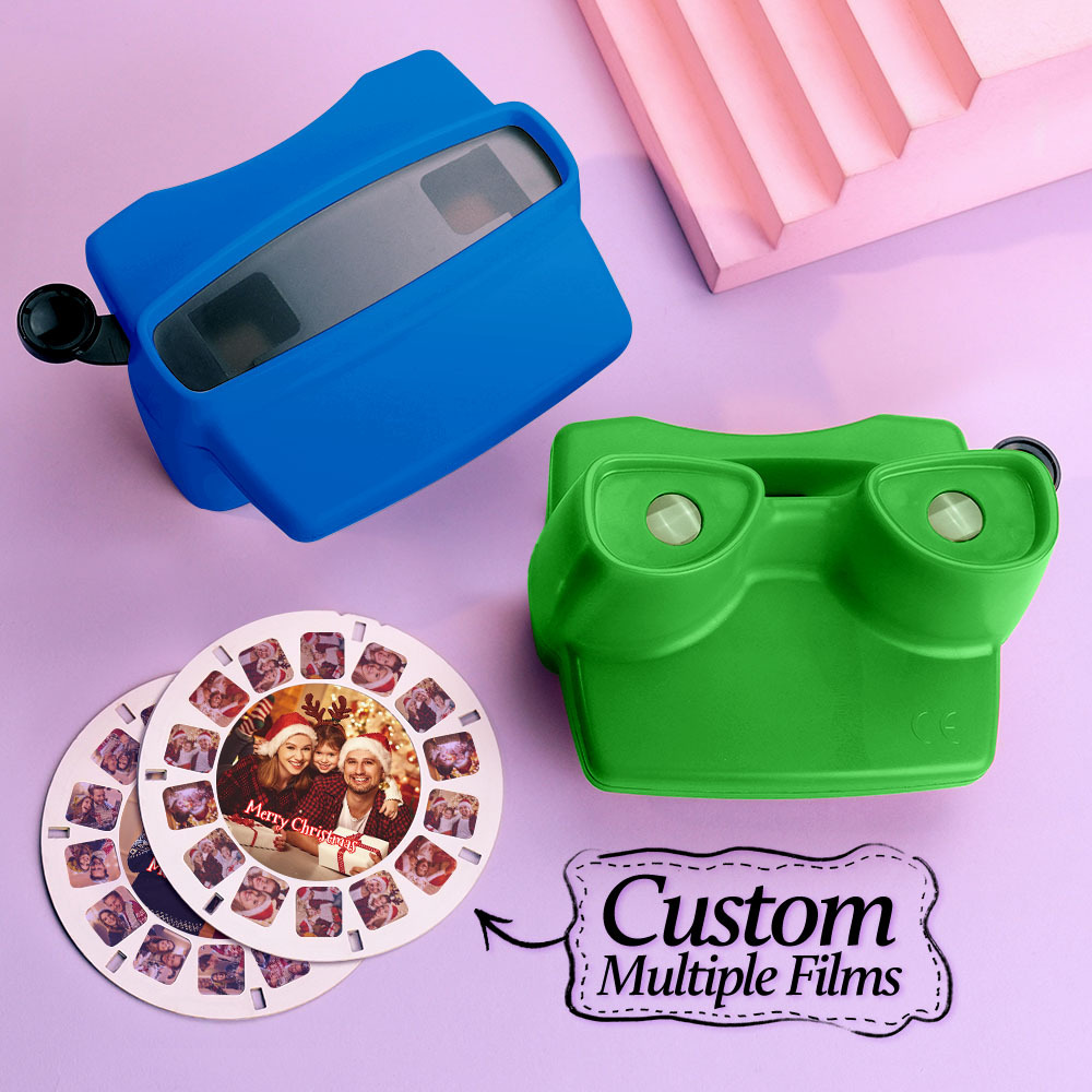 Custom Black 3D Viewfinder and Reel – Personalized Christmas Gift with your own photos Text and Photo Viewer Multiple Films Available Gifts Idea - MyCameraRollKeychain