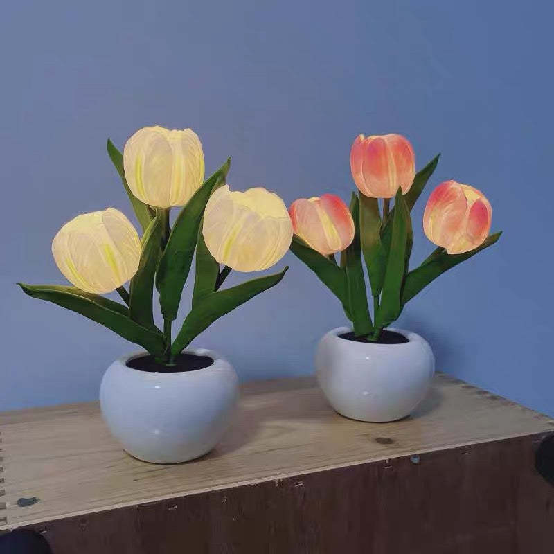 Tulip Flower Lamp Cute Flowers Night Light Home Decor Gifts for Mom - customphotokeychain