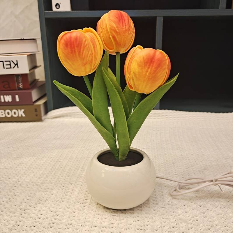 Tulip Flower Lamp Cute Flowers Night Light Home Decor Gifts for Mom - customphotokeychain