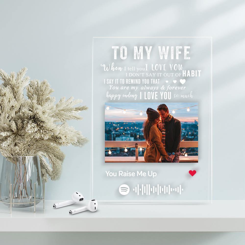 TO MY WIFE - Personalized Spotify Code Music Plaque(4.7in x 6.3in) - photowatch