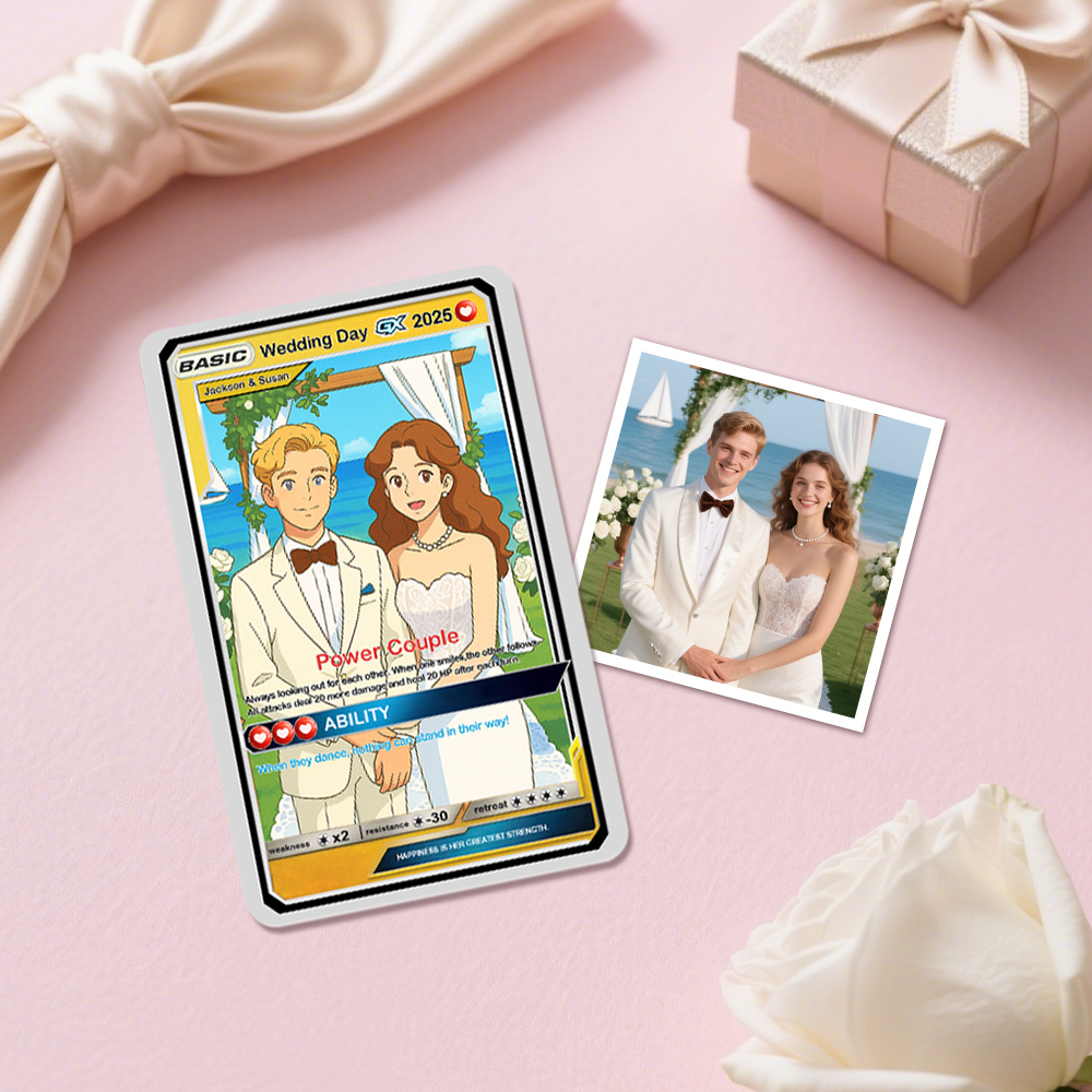 Personalized Couple Poke Card, Custom Wedding Gift, Unique Present for Bride and Groom