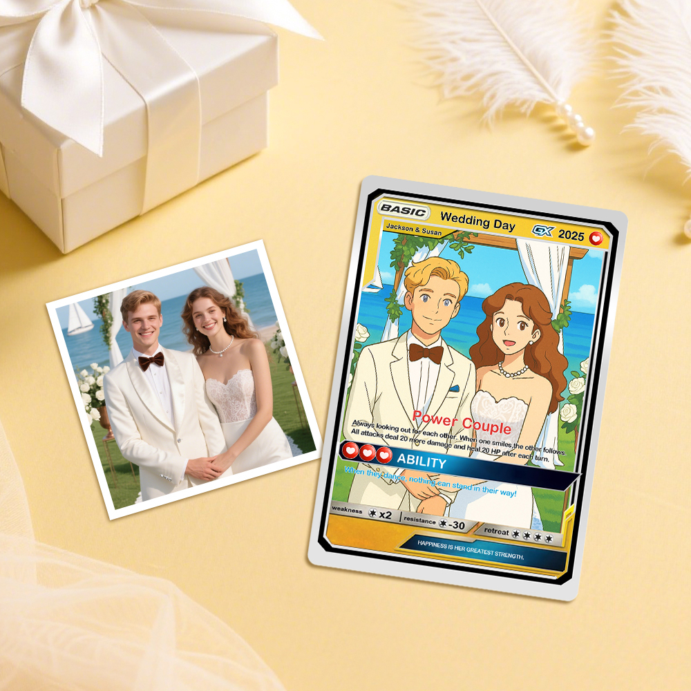 Personalized Couple Poke Card, Custom Wedding Gift, Unique Present for Bride and Groom