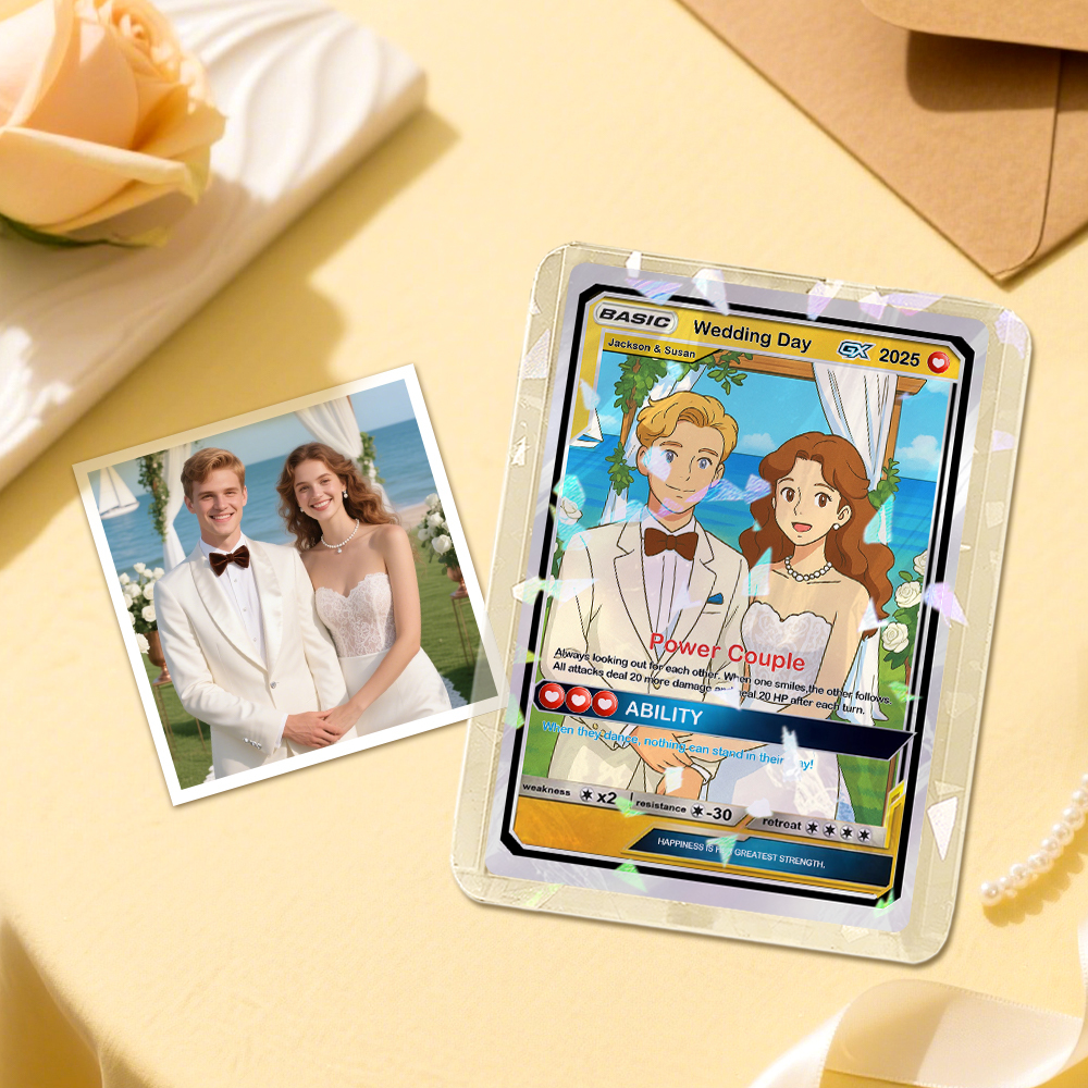 Personalized Couple Poke Card, Custom Wedding Gift, Unique Present for Bride and Groom