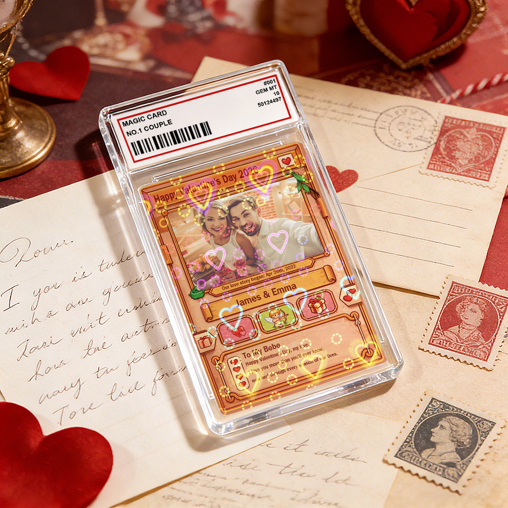 Personalized Valentine’s Day Power Couple Card, Custom Anniversary Card Couple Photo Anime Style, Best Valentine's Day Gift for Lover