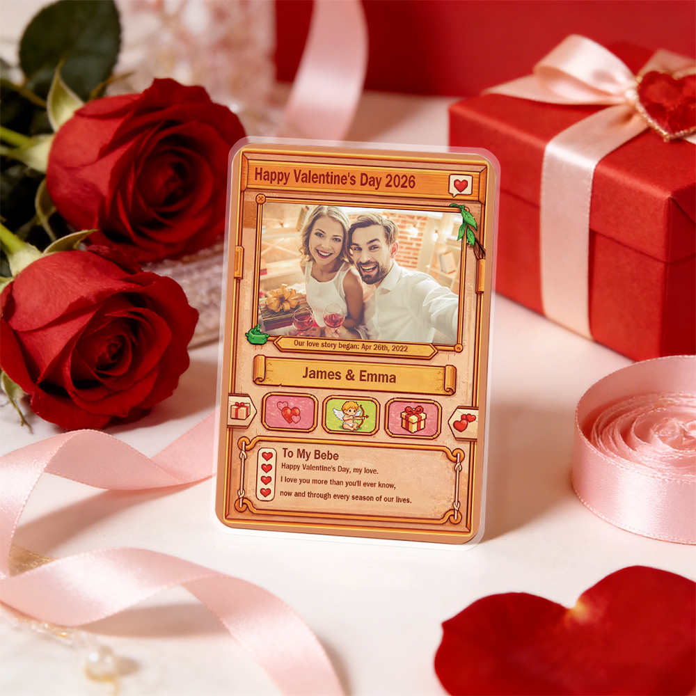 Personalized Valentine’s Day Power Couple Card, Custom Anniversary Card Couple Photo Anime Style, Best Valentine's Day Gift for Lover