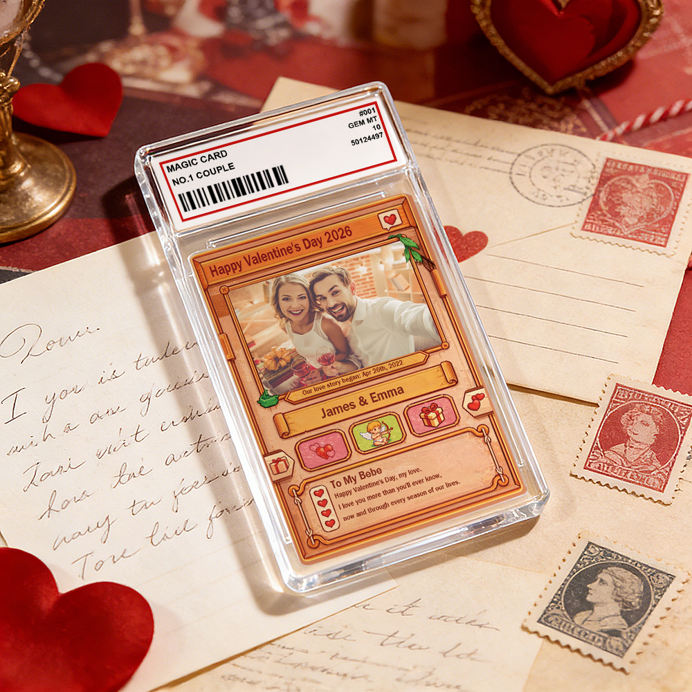 Personalized Valentine’s Day Power Couple Card, Custom Anniversary Card Couple Photo Anime Style, Best Valentine's Day Gift for Lover