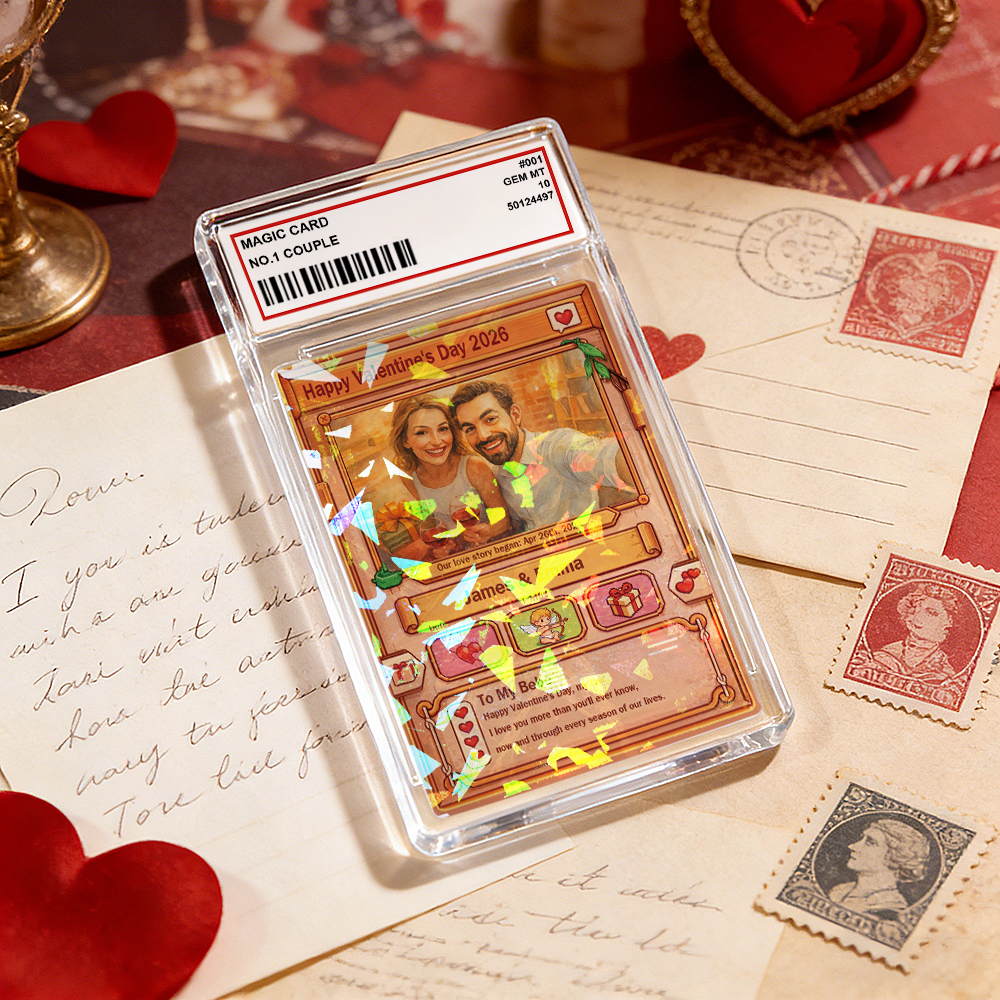 Personalized Valentine’s Day Power Couple Card, Custom Anniversary Card Couple Photo Anime Style, Best Valentine's Day Gift for Lover