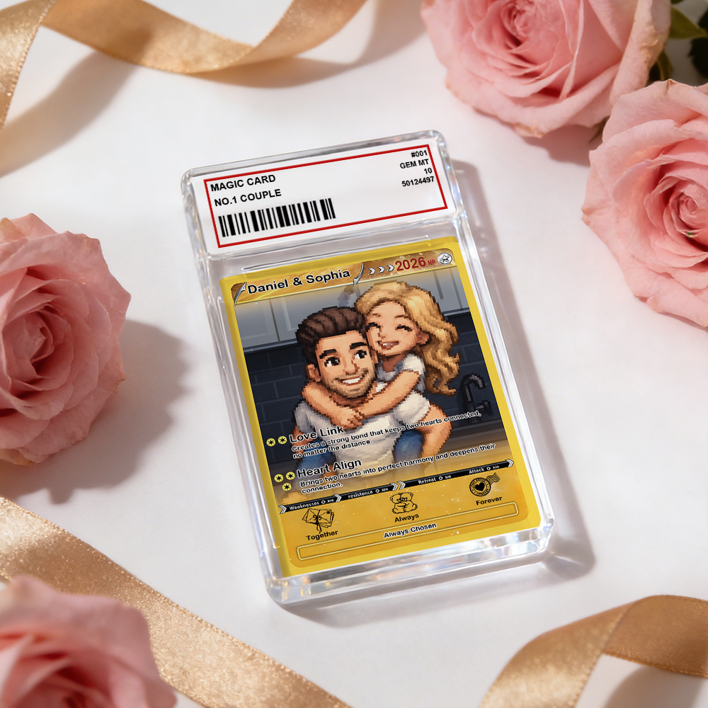 Personalized Valentine’s Day Power Couple Card, Custom Anniversary Card Couple Photo Anime Style, Best Valentine's Day Gift for Lover