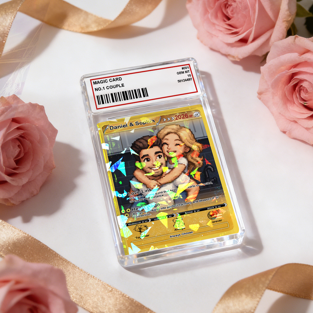 Personalized Valentine’s Day Power Couple Card, Custom Anniversary Card Couple Photo Anime Style, Best Valentine's Day Gift for Lover