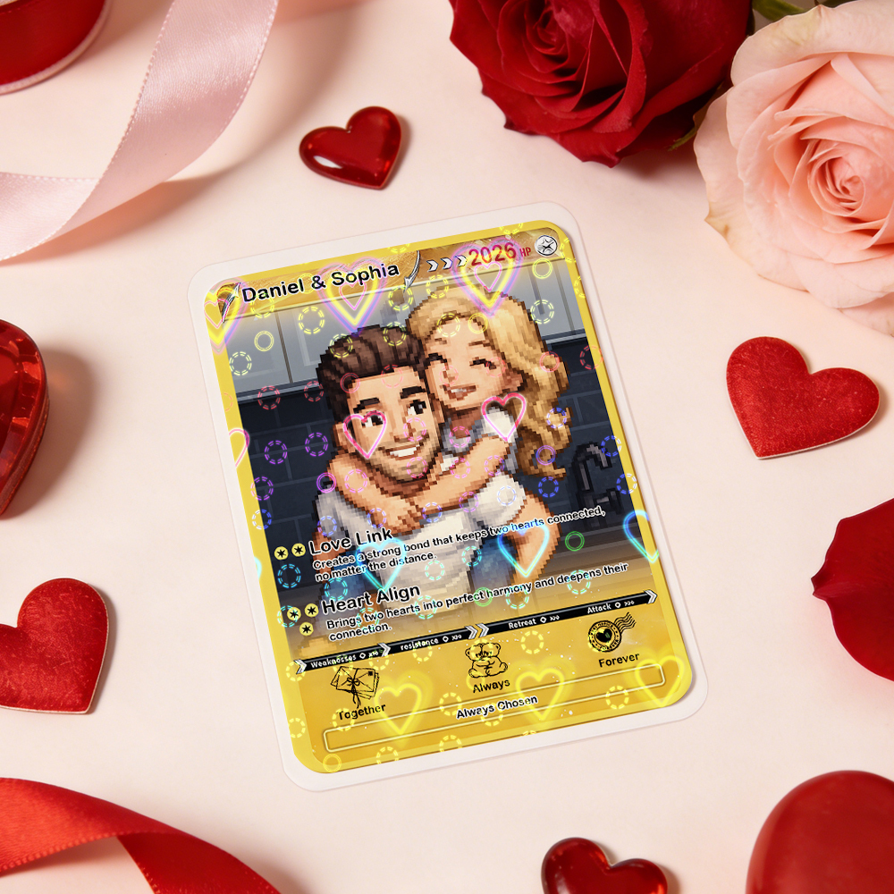 Personalized Valentine’s Day Power Couple Card, Custom Anniversary Card Couple Photo Anime Style, Best Valentine's Day Gift for Lover