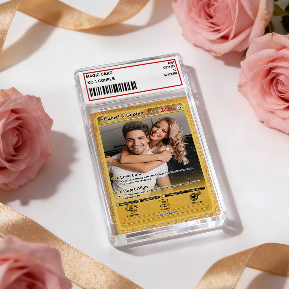 Personalized Valentine’s Day Power Couple Card, Custom Anniversary Card Couple Photo Anime Style, Best Valentine's Day Gift for Lover