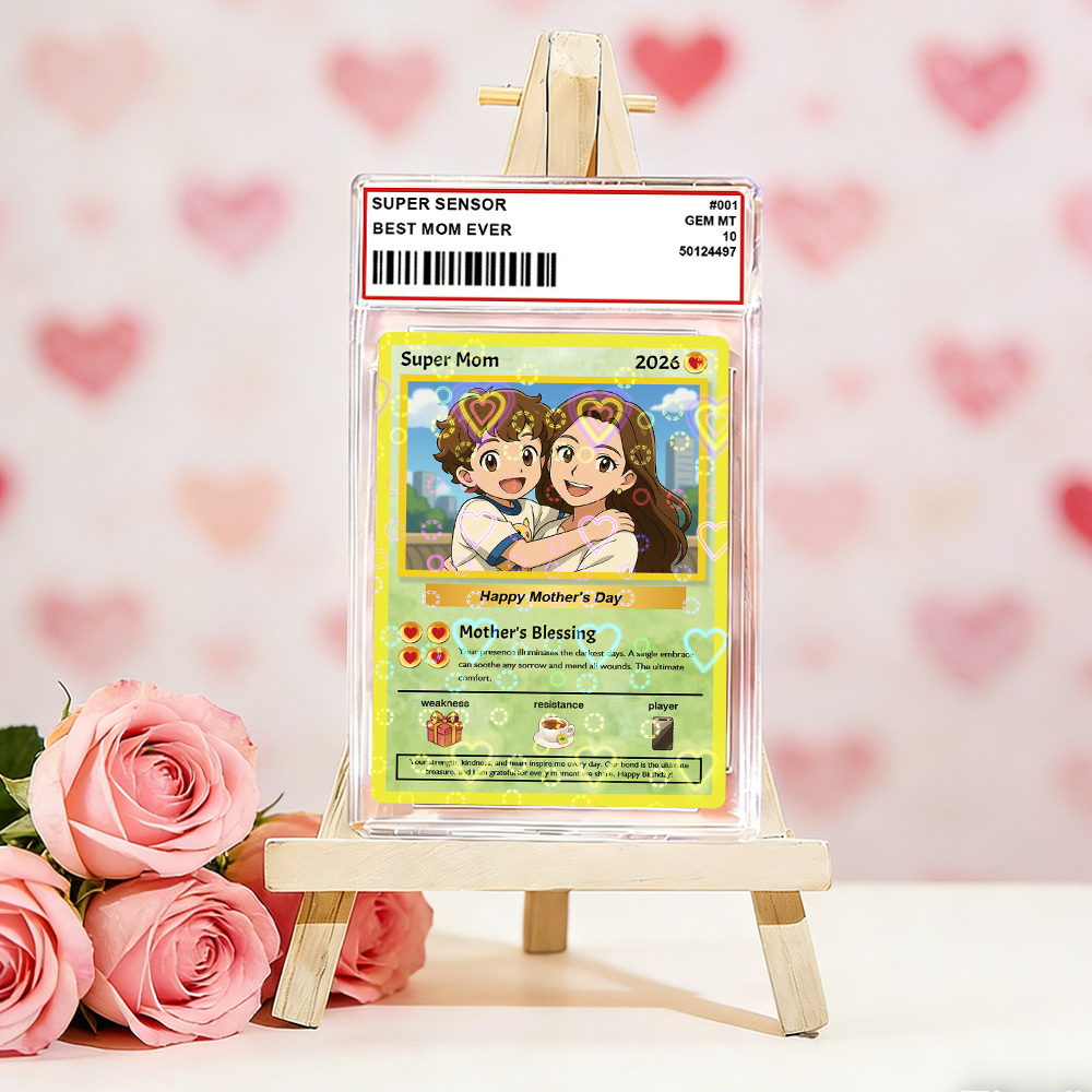 Mothers Day Gift Personalized Power Card Custom Card Photo Anime Style Gift for Mom