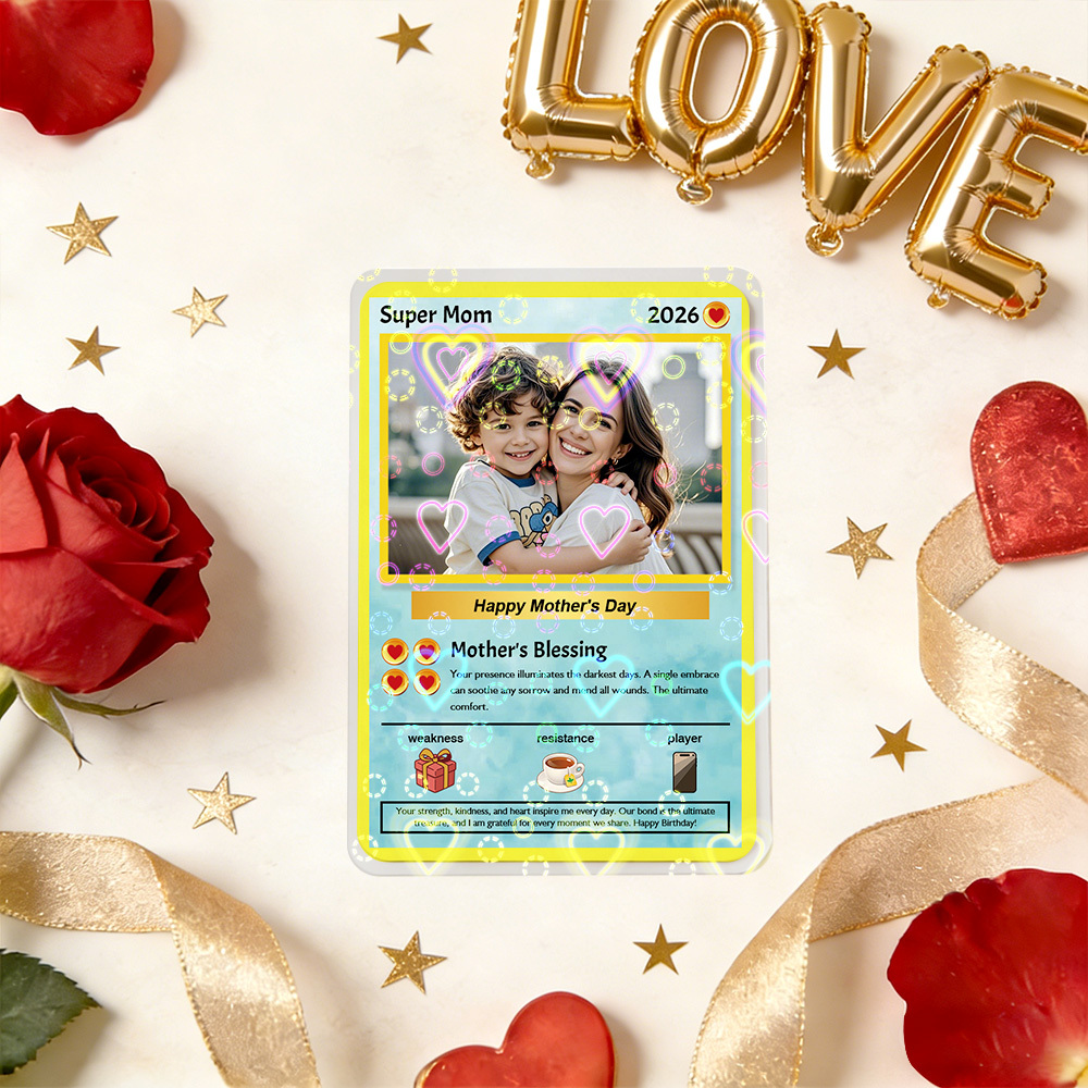 Mothers Day Gift Personalized Power Card Custom Card Photo Anime Style Gift for Mom