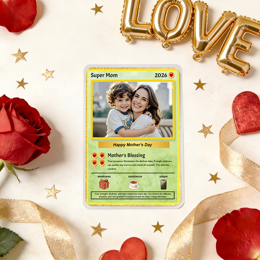 Mothers Day Gift Personalized Power Card Custom Card Photo Anime Style Gift for Mom