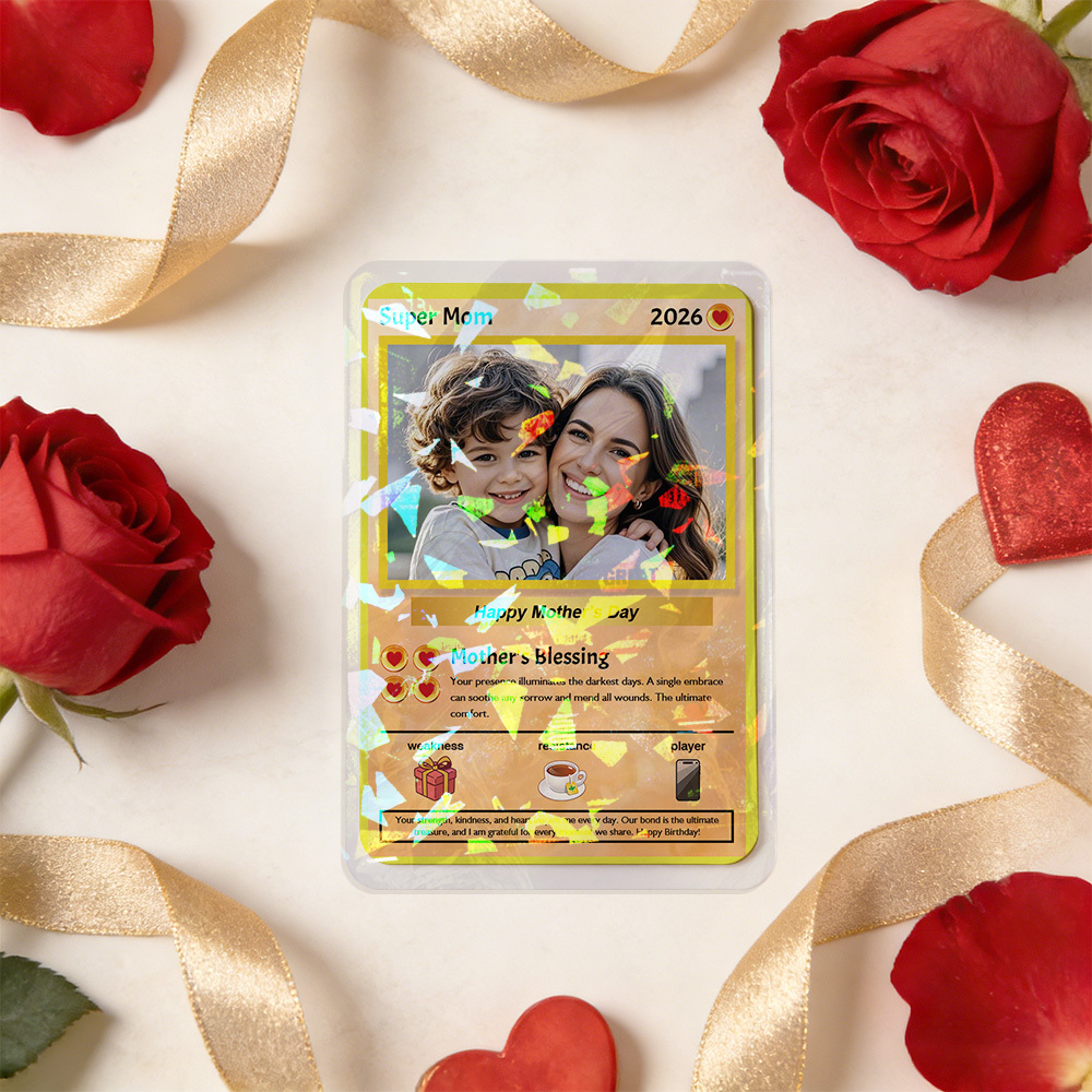 Mothers Day Gift Personalized Power Card Custom Card Photo Anime Style Gift for Mom