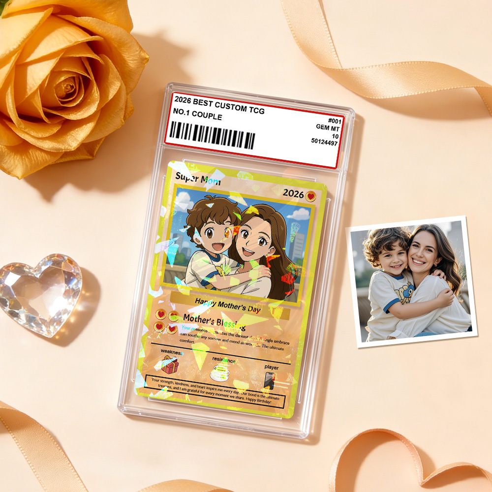 Mothers Day Gift Personalized Power Card Custom Card Photo Anime Style Gift for Mom