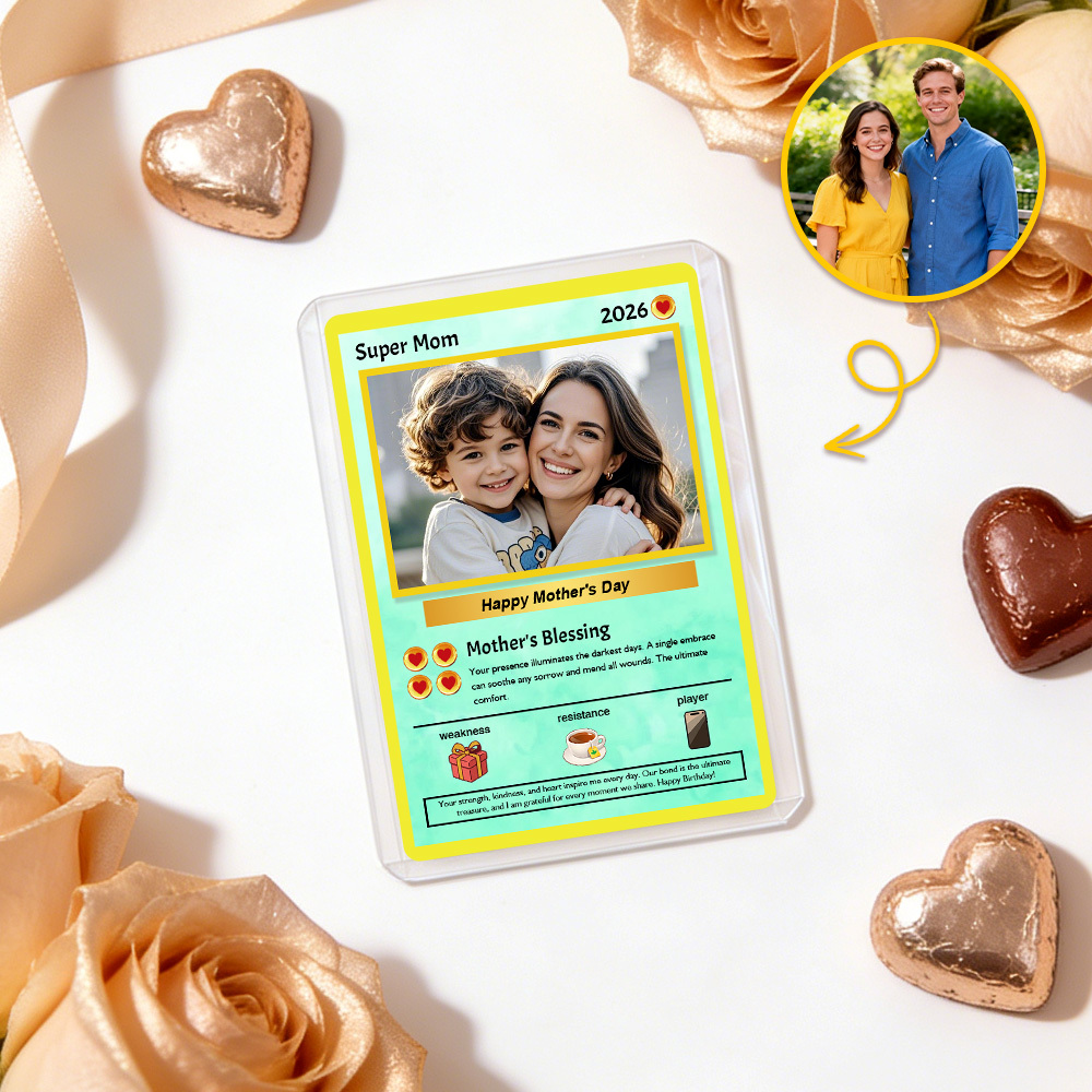 Mothers Day Gift Personalized Power Card Custom Card Photo Anime Style Gift for Mom