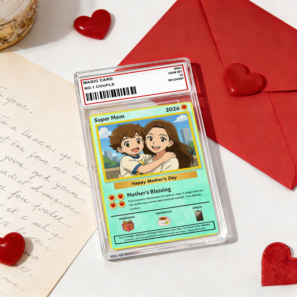 Mothers Day Gift Personalized Power Card Custom Card Photo Anime Style Gift for Mom