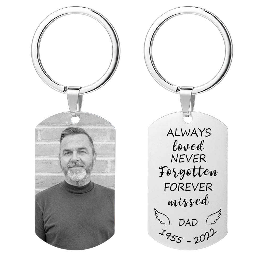 Memorial Keychain Always Loved Never Forgotten Forever Missed In Memory Of Gift - customphotokeychain