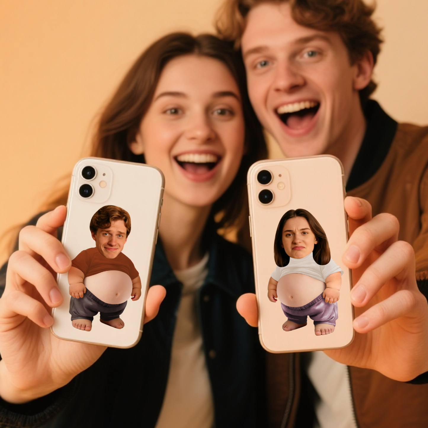 Custom Face Squishy Belly Anti-collision Sticker – Personalized Photo Sticker with Soft Squeeze Belly, Cute Funny Gift for Couples & Friends - MyCameraRollKeychain