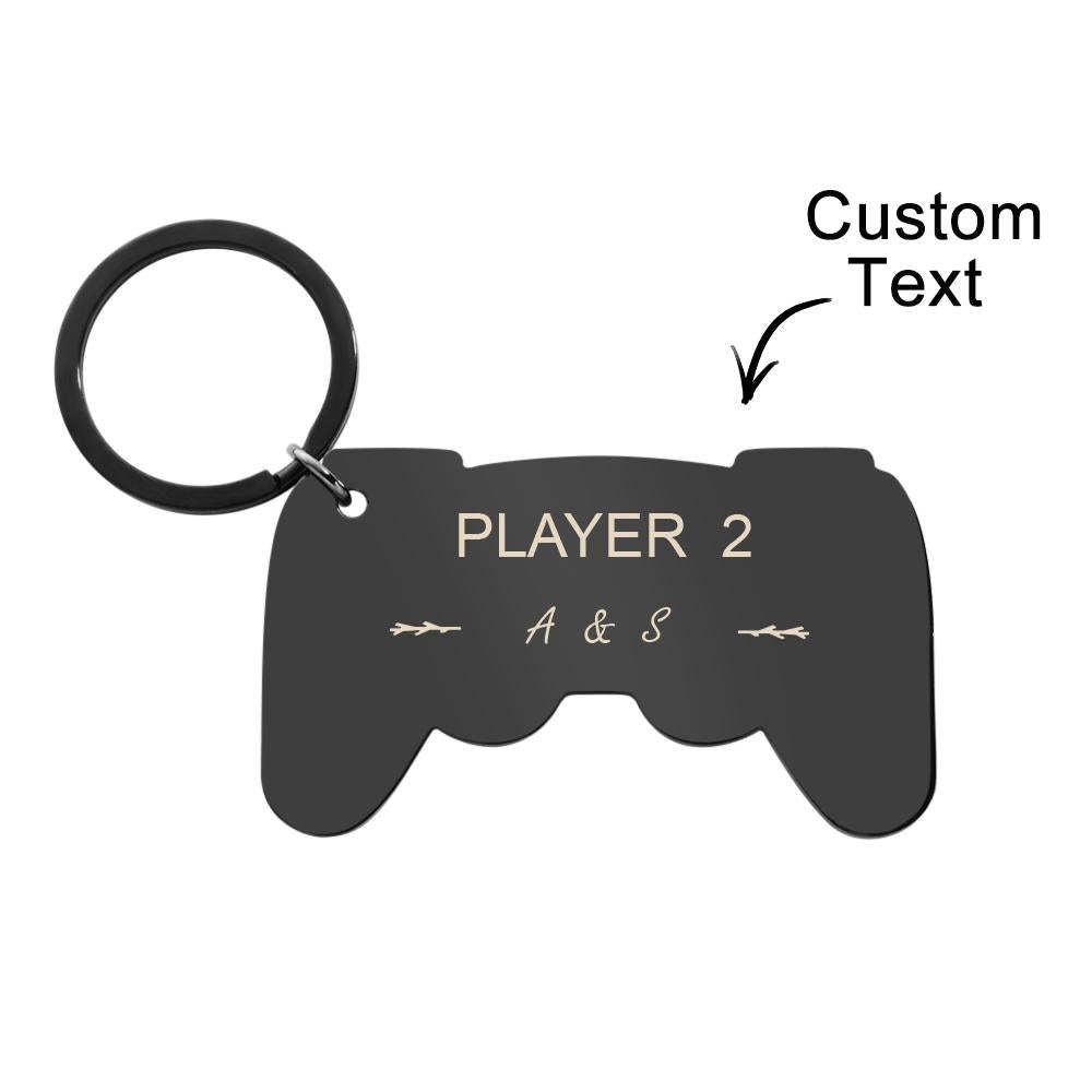 Personalized Gamepad Keychain Funny Engraved Player Keychain For Couples - MyCameraRollKeychain